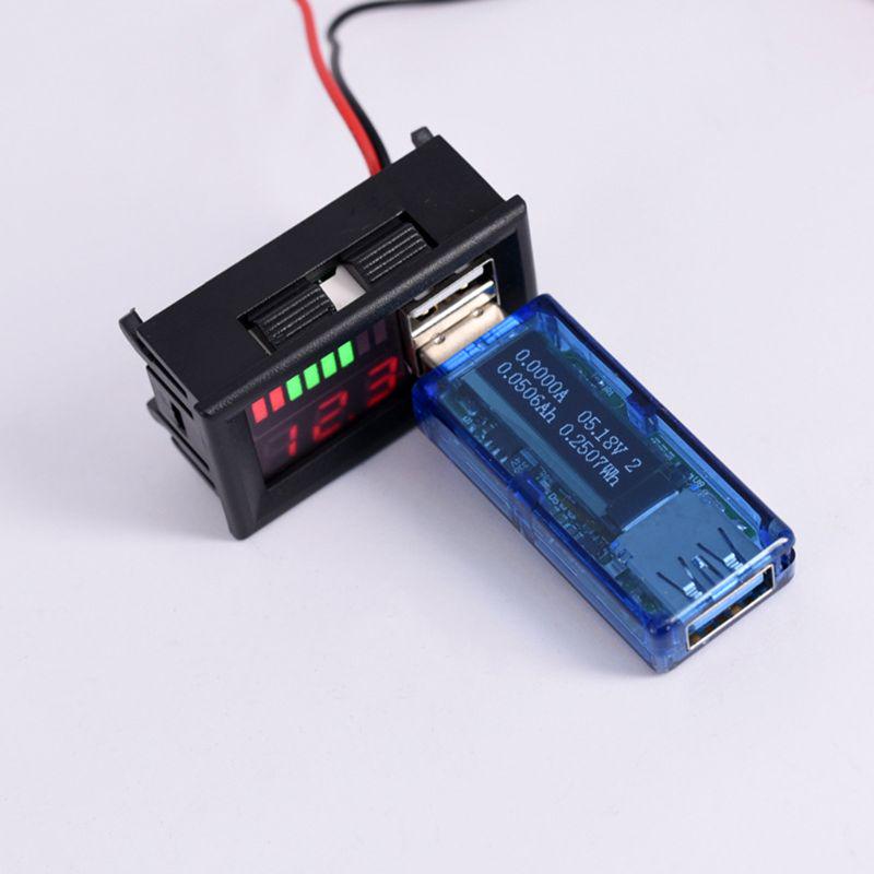 Universal 12V Dual USB Digital Voltmeter Voltage Display Panel Meter for Motorcycle Electromobile E-bike