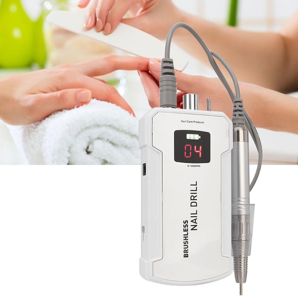 25000RPM Portable Nail Drill Machine Electric Nail Grinding Buffing Polisher Manicure Tool White