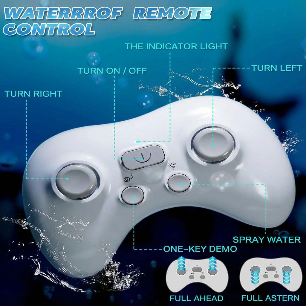 Electric RC Spray Shark Toy 2.4GHz High Simulation Swimming Fish with Light, Waterproof Remote Control Boat for Kids