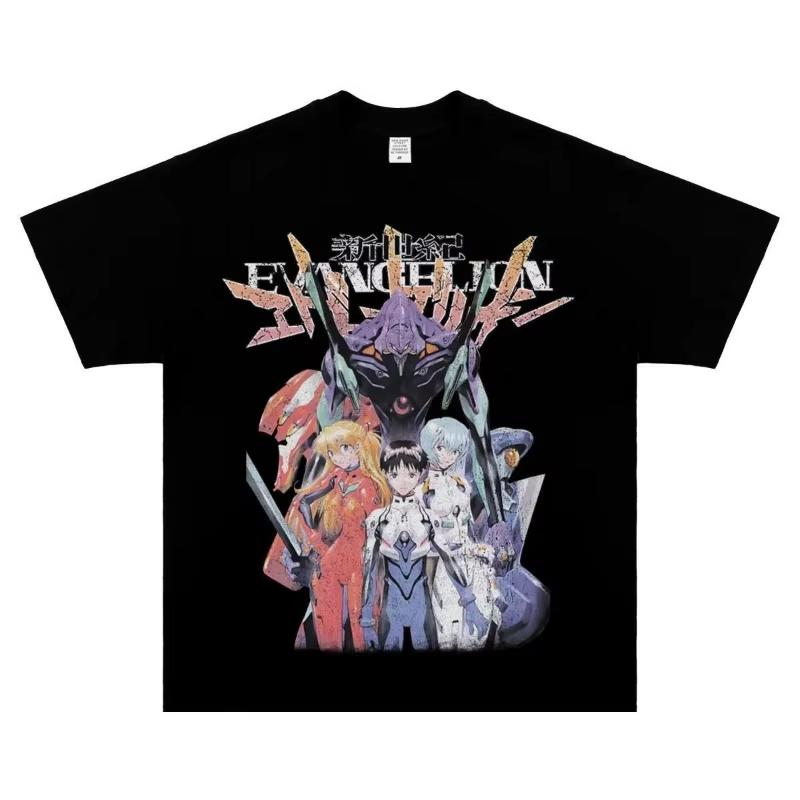

Cotton New Century Gospel Warrior EVA Vintage Anime Printed Short Sleeve Unisexs and Womens Streetwear 2026 New Cotton Tshirt 5XL різнокольоровий
