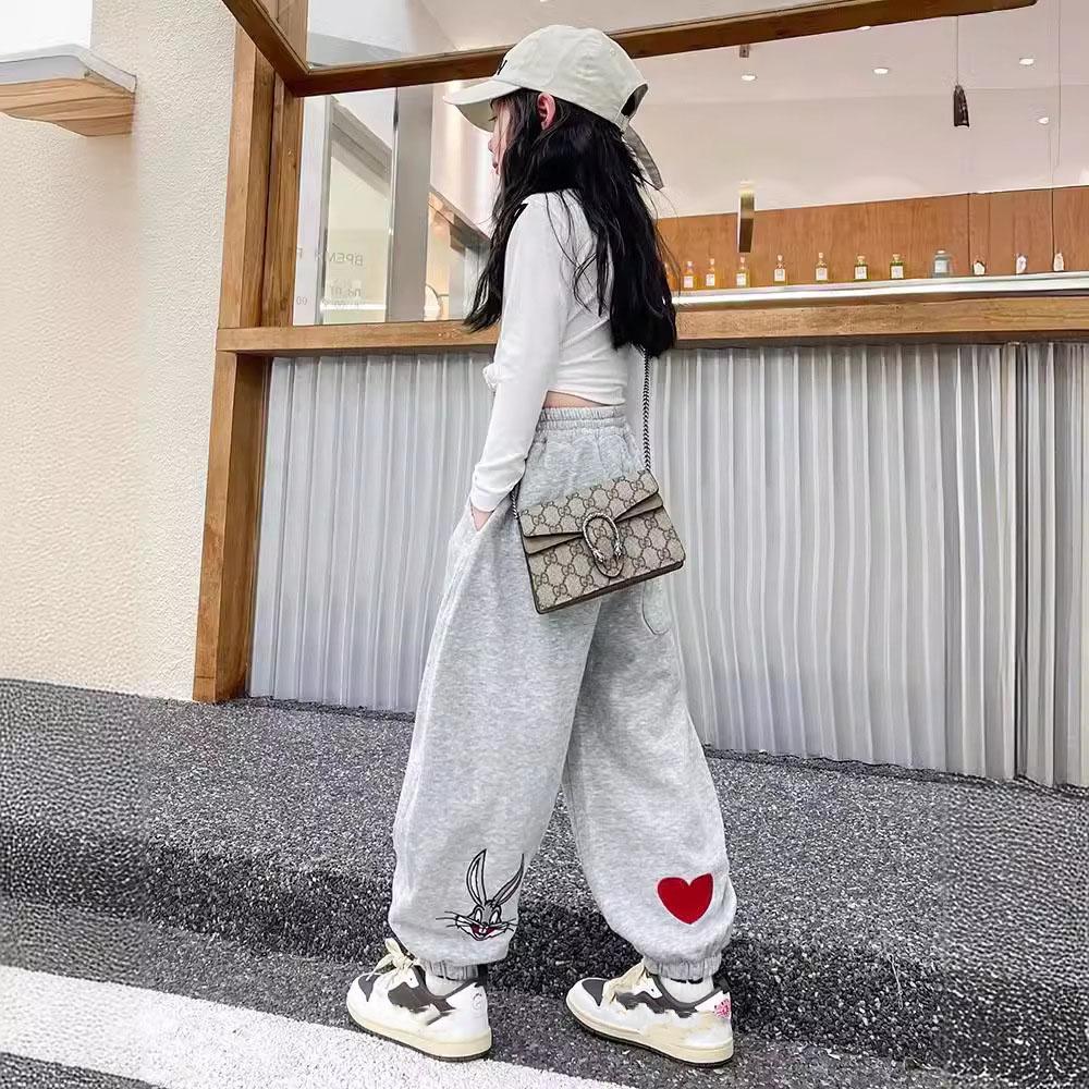 

Стильні дитячі штани на весну-осінь, вільного крою, повсякденні штани для дівчаток, великі, середні, дитячі 160cm сірий