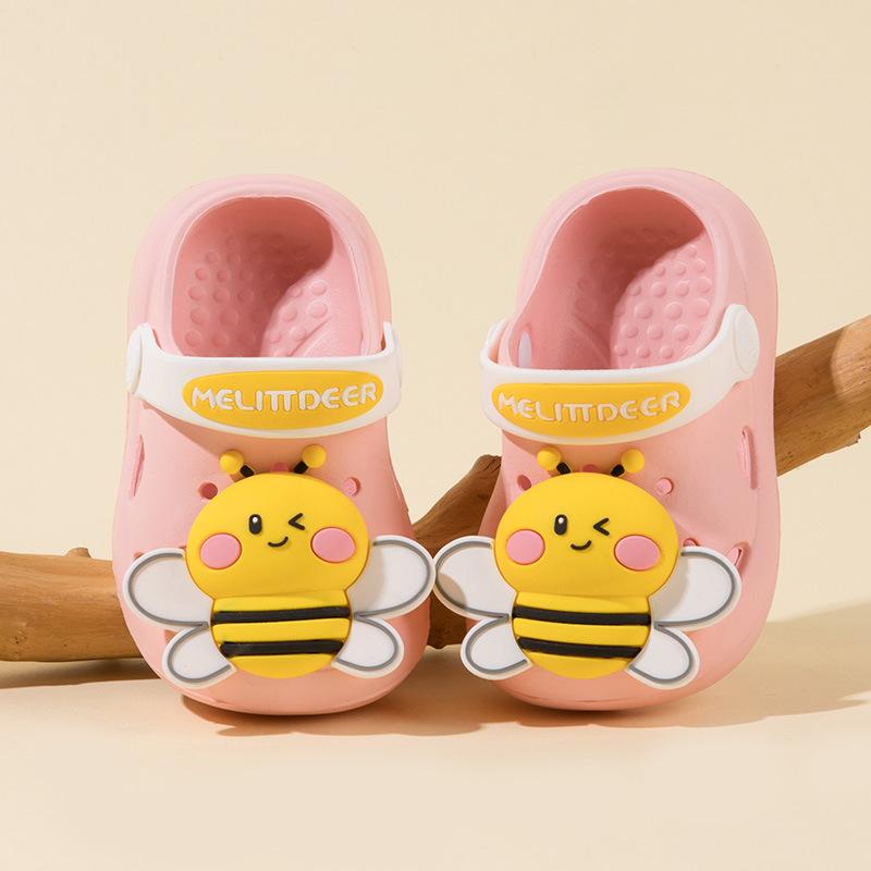 Children's Slippers for Home Summer Cute Bees Baby Slippers Boy 3D Cartoon Fashion Kids Girls Non-slip EVA Beach Hole Shoes Soft