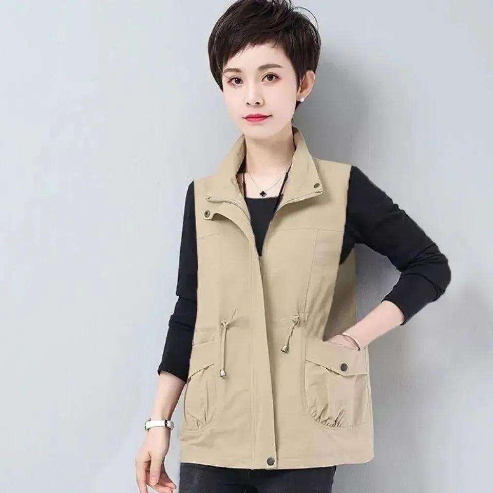 Short Waistcoat Jacket Women's Slim Spring Autumn Casual Outerwear Vest Ladies Loose Pure Cotton Sleeveless Coats
