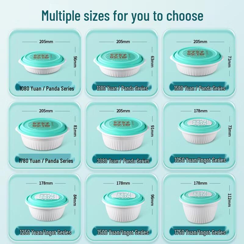 JingJingRS Panda Series Disposable Round Food Containers with Lids