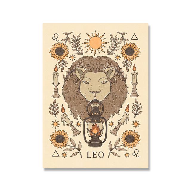Bohemian Zodiac Konsttryck Canvas inspirerad Astrologi Skorpion Jungfru Vattumannen Väduren Lejon Poster Bilder Sängrum Retro Väggdekor Ingen ram