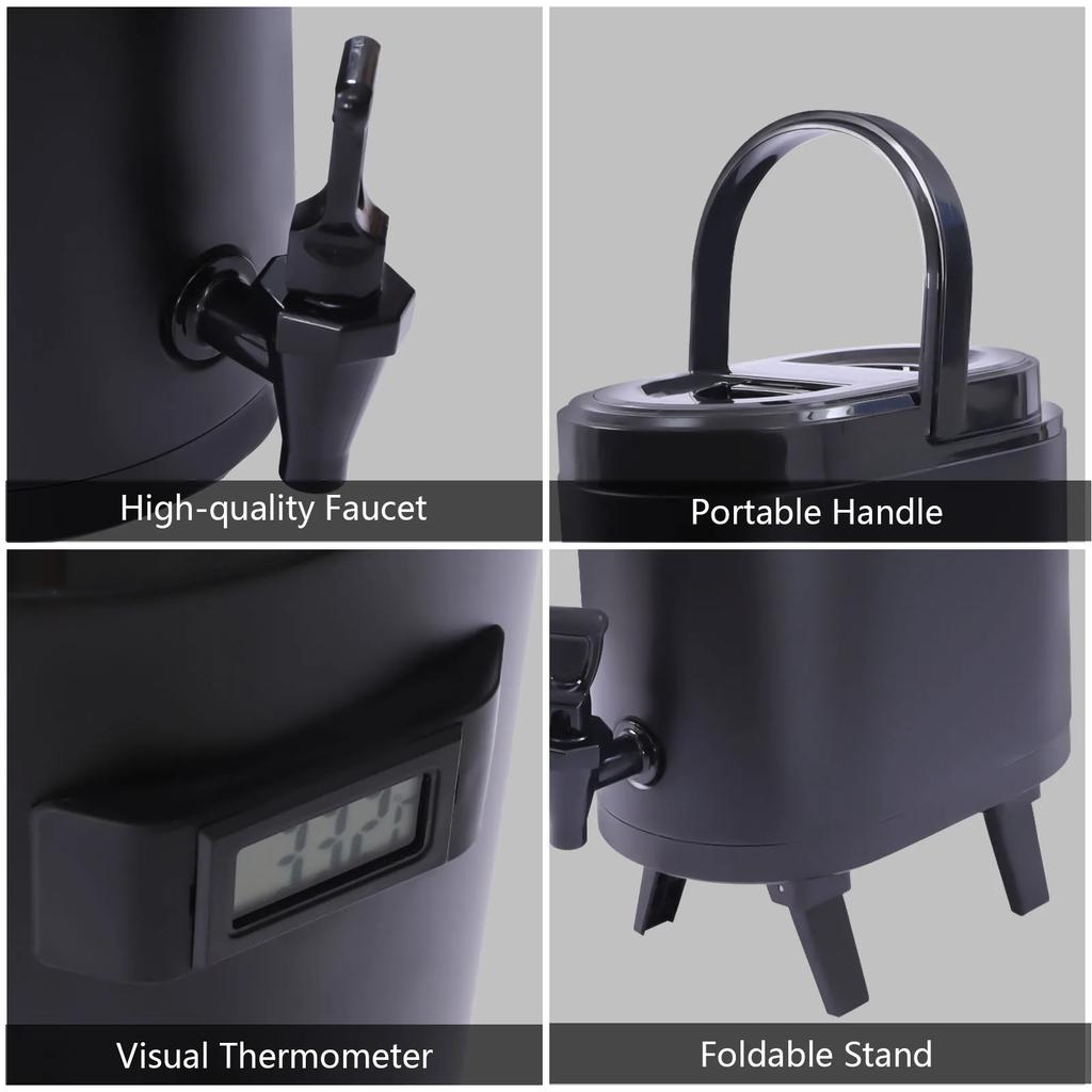 10L Portable Insulated Beverage Dispenser Stainless Steel Hot Cold Coffee Milk Server