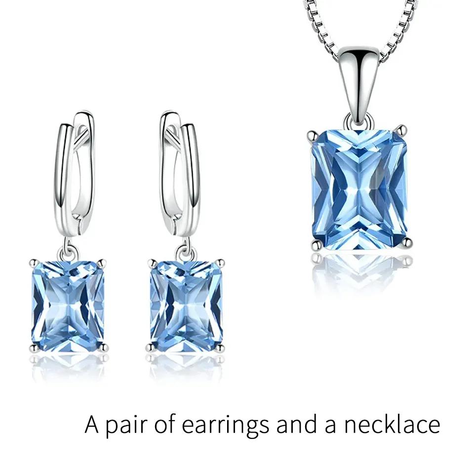 925 Sterling Silver Jewelry Sets for Women Gemstone Simple Emerald Ring Drop  Earrings Women Wedding Party Fashion Jewelry Gift