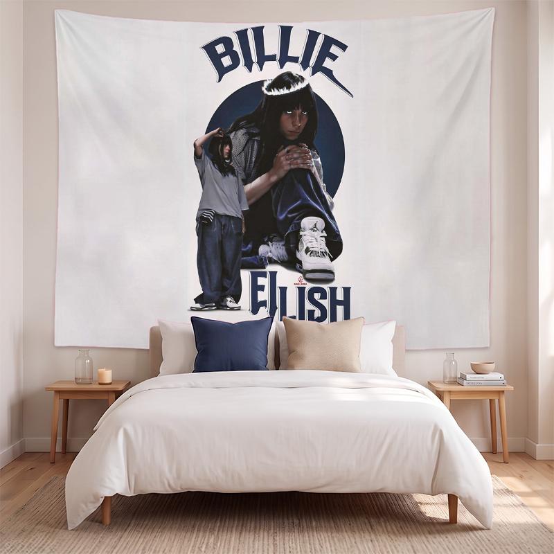 Billie Eilish (5) Künstlerisches Wandbehang-Gobelin für Haus Schlafzimmer Wohnzimmer Dekor Tolle Geschenkidee