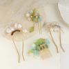 1Pcs Cool Jade Orchid Flower Hairpin For Women Chinese Style Flower Hair Stick Handmade Jewelry Hair Accessory Hanfu Hair Comb
