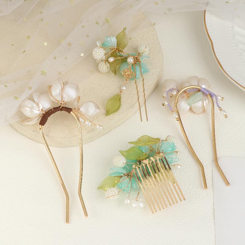 1Pcs Cool Jade Orchid Flower Hairpin For Women Chinese Style Flower Hair Stick Handmade Jewelry Hair Accessory Hanfu Hair Comb