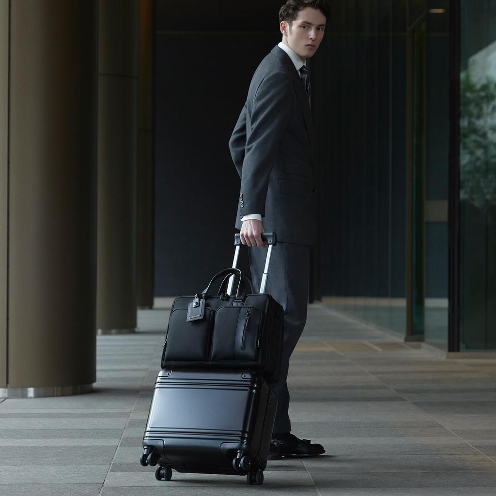 Koffer, klassisch, leicht, Größe S, 1 Nacht, 2 Tage, 2 Nächte, 3 Tage, 30 l, Doppelrollen, 10 Jahre Garantie, Tragetasche, Tragetasche, Schwarz [Zero