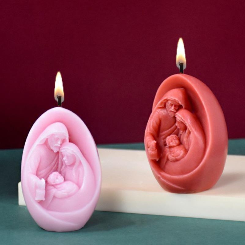 Molde de silicona Jesús Familia Estatua de Jesús 3D Artesanías de resina de yeso Molde de fundición Jabón hecho a mano Cemento herramientas para hacer arte