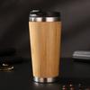 401-500ml Stainless Steel and Bamboo Travel Mug Portable Handle Office Cup Vacuum Coffee Cup