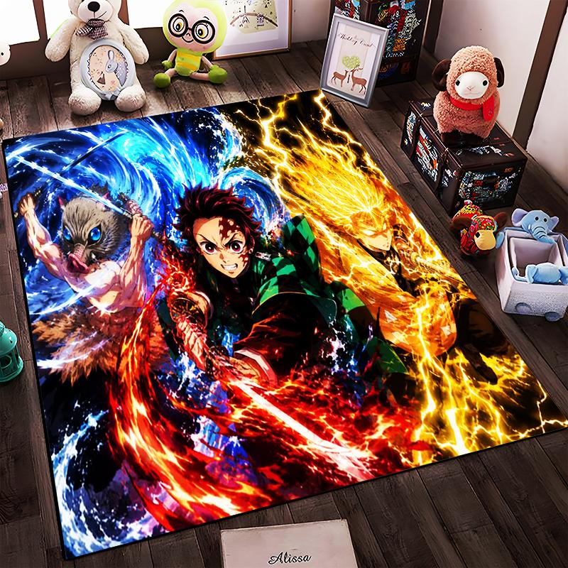 Demon Slayer Printed Anti-slip Rug, Perfect for Living Room and Bedroom Sofas
