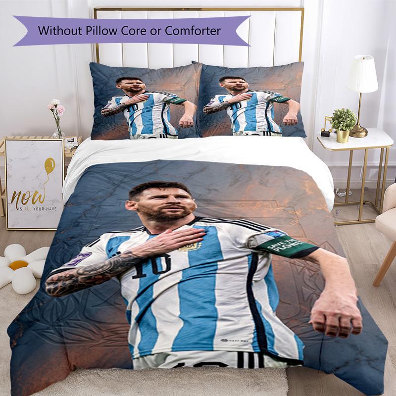 Messi Bedding Set Breathable Duvet Cover with Pillowcases Decorative Bed Linen for Bedroom Home Decoration Birthday Gift