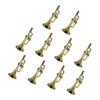652F 10Pcs Plastic Miniature Trumpets Pendant for Christmas Tree Shelves Bag Charm