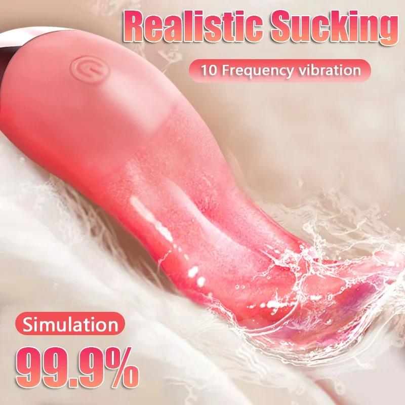 Tongue Licking Vibrator For Women 10 Modes Heating G Spot Clitoral Stimulator Nipple Female Masturbator Mini Sex Toys for Adult