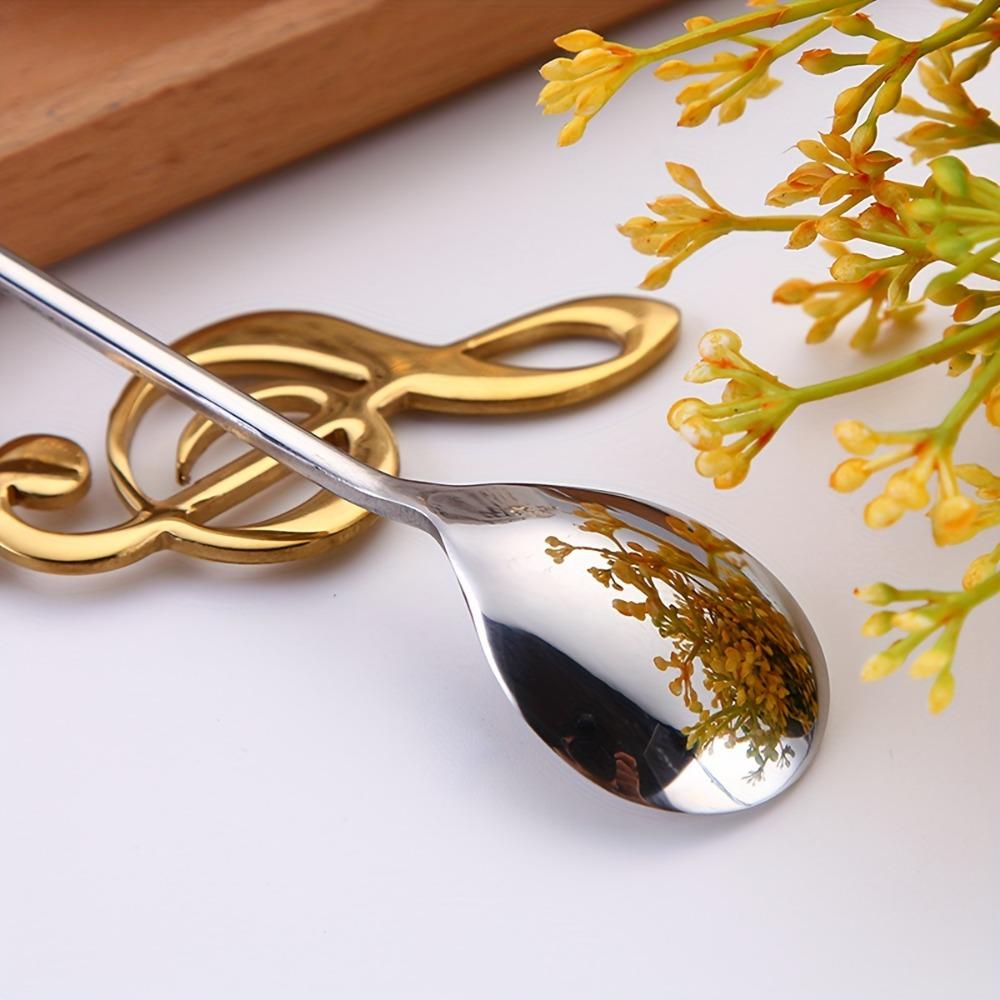 1PC Musical Note Design Spoon 304 Stainless Steel Creative Cute Teaspoon Suitable for Coffee Tea Dessert Beverage Stirring Milkshake Spoon Tableware