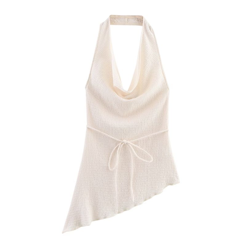 Zbzr Spring New Women Clothes Western Style Asymmetric Hanging Neck Top Draping Pants 0347302 0347303