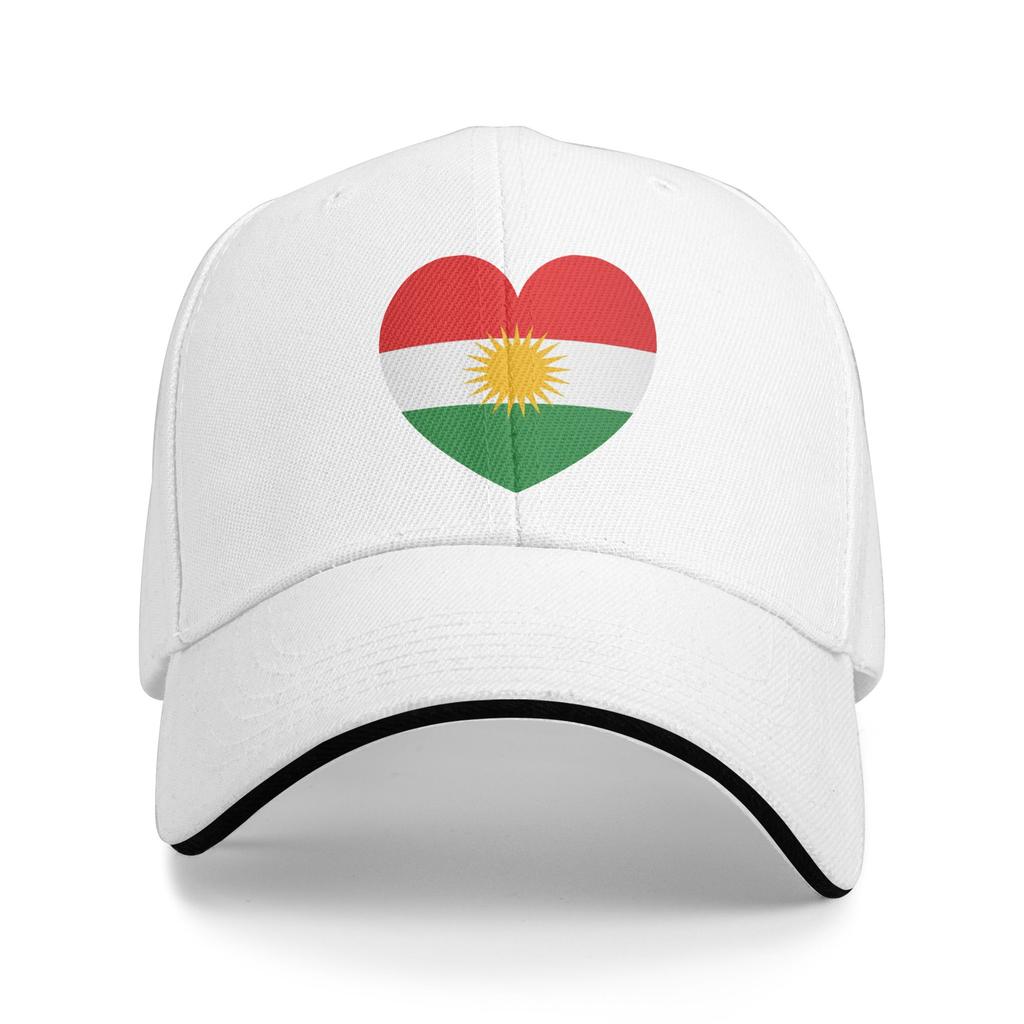 Baseball Cap Kurdistan Flag On Heart Outfits Unisex Women Baseball Caps Caps Hat Casual Daily Running Golf Gift Headwear