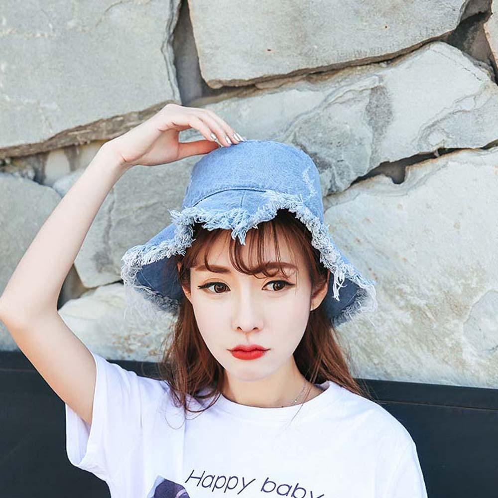 Sunshade Shabby Fisherman Hat Retro Sun Protection Basin Cap Cowgirls Denim Bucket Hats Sport