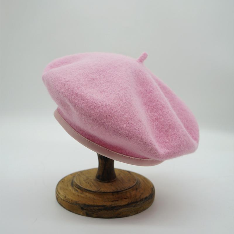 

British Retro Versatile Brown Beige Purple Color Matching Japanese Bud Hat Female Elegant Sweet Beret