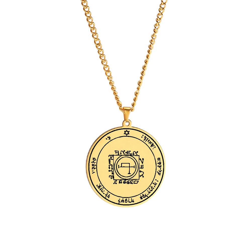 Edelstahl Siegel Salomos Amulett Halskette: Jupiter, Mars, Merkur, Mond, Saturn, Sonne, Venus