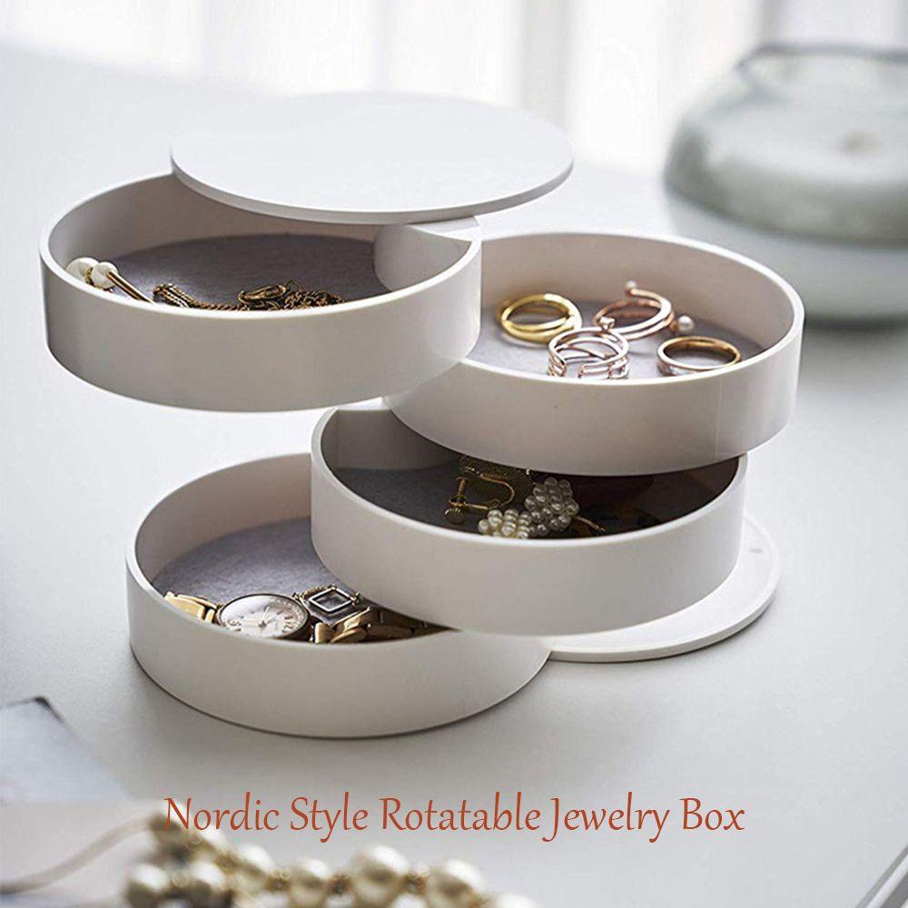 

Style Ring Holder Compartment Dust-proof Rotate Jewelry Boxes Storage Case Earring Storage Ring Box чорний