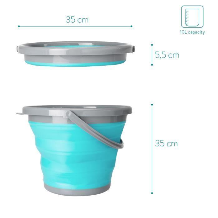 Seau pliable - navaris - 10l - caoutchouc tpr - plastique pp - compact et pratique