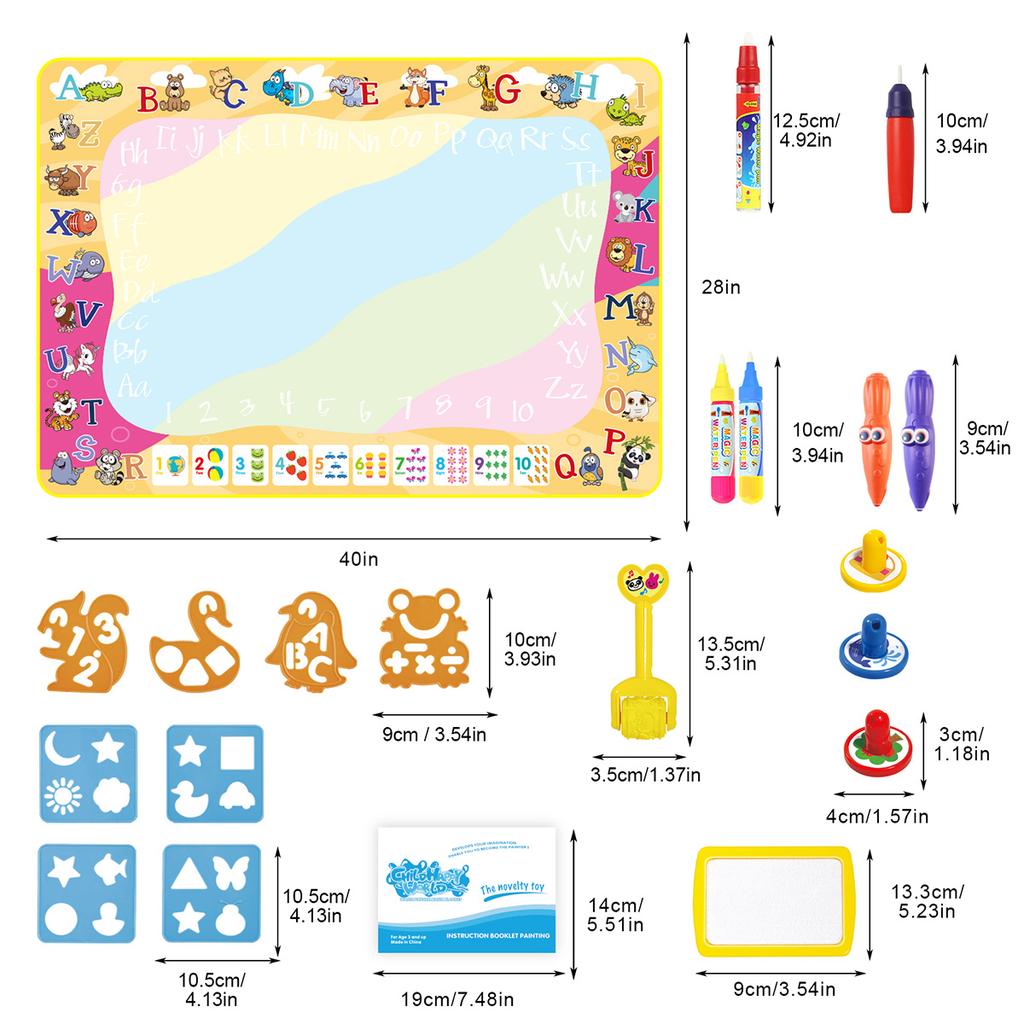 Luminous Water Drawing Mat Water Doodle Mat Colorful Graffiti With Pens Set Montessori Toys Educational Toys for Kids Gifts