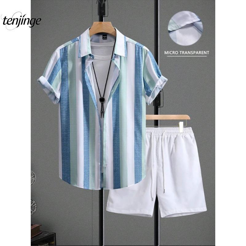 

Мужская повседневная рубашка, Гавайские мужские шорты для пляжа, Летний повседневный мужской комплект с коротким рукавом и шортами, Удобный комплект XXXL