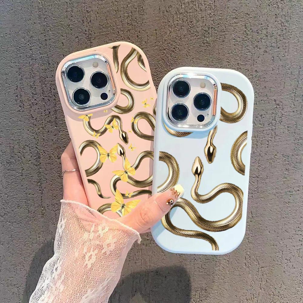 LZ5 Butterfly Black Gold Snake Soft Phone Case for Samsung S24 Ultra S23 Plus S21 FE A16 A54 A52 A06 Infinix Hot 40 Lens Protection Shockproof Cover