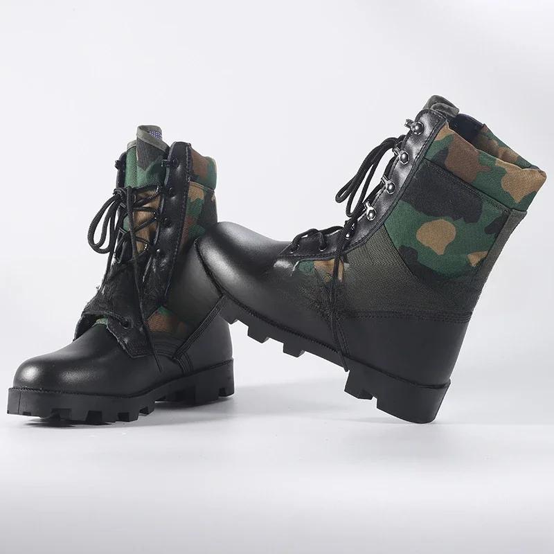 Tactical Boots Men Training Special High-Top Shoes Outdoor Shock-Absorbing Hard-Soled High-Waist Hiking Botas