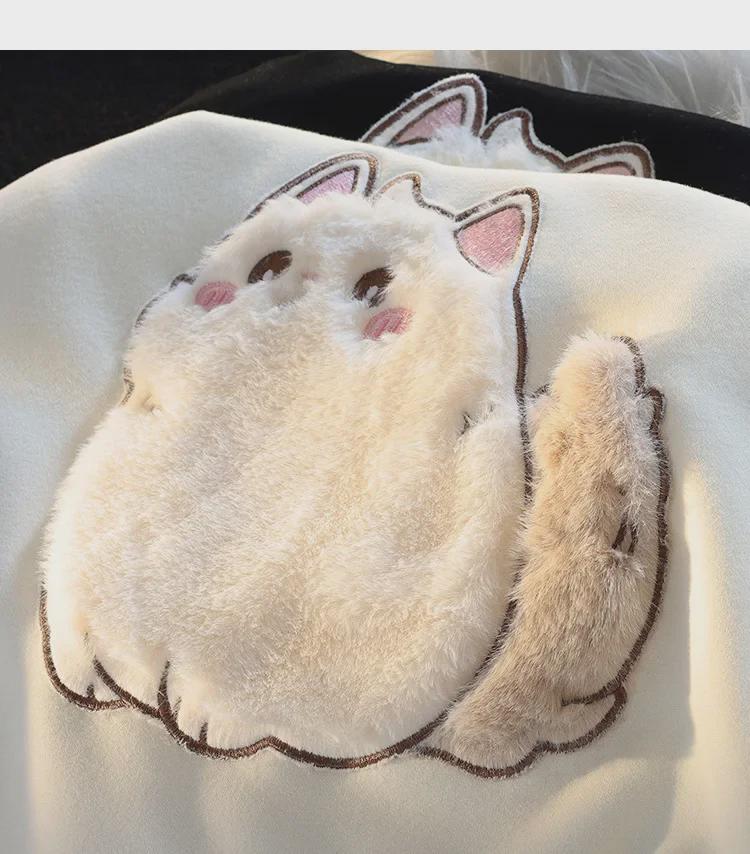 2023 Frühfrühling Damen Kapuzenpullover: Dünnes, lockeres, vielseitiges gesticktes Cartoon-Design für Frühling und Herbst