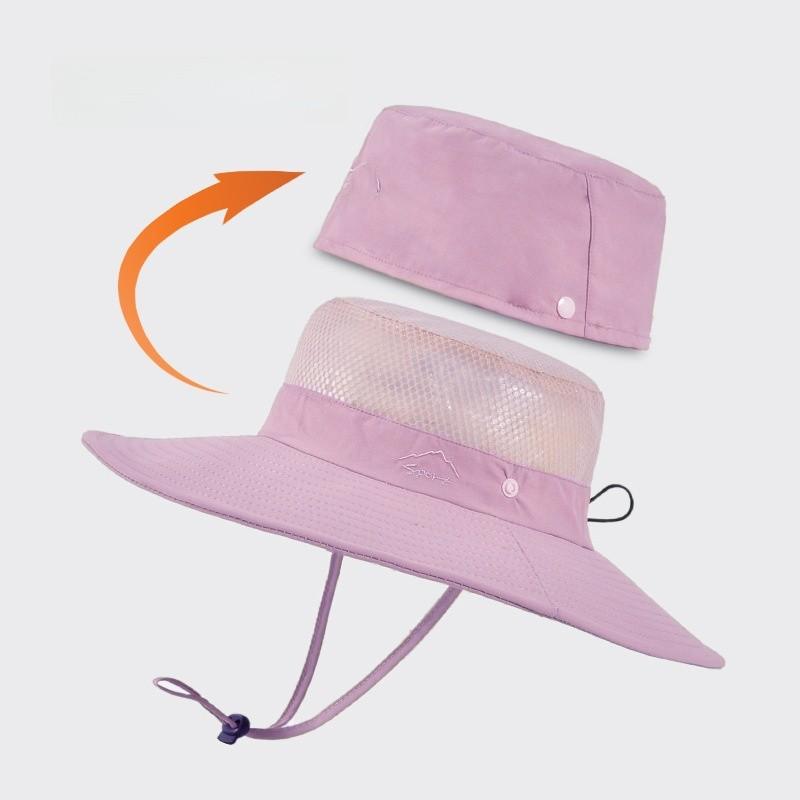 Summer Fishing Hat Unisex Breathable Uv Shield Outdoor Sun Hat With Large Brim For Hiking фиолетовый