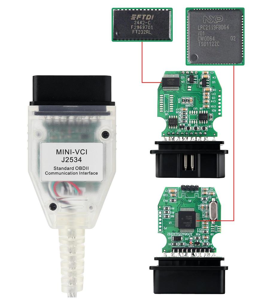 Toyota Araçları için MINI VCI V18.00.008 J2534 Diagnostik Kablosu