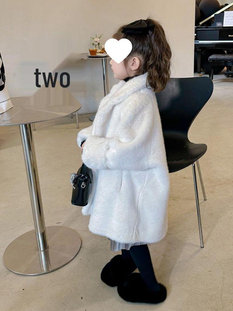 Girls' Faux Mink Fur Mid-Length Winter Coat
