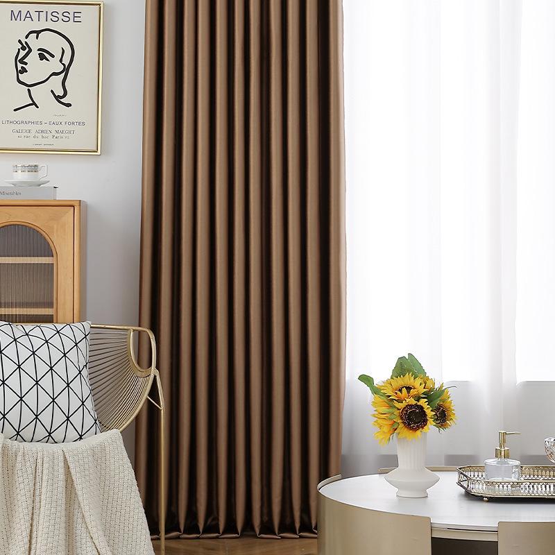 European-Style Bedroom Bay Window Color Matching Curtains Sunscreen Full Shading Sunshade Insulation Fabric Cream Finished Product