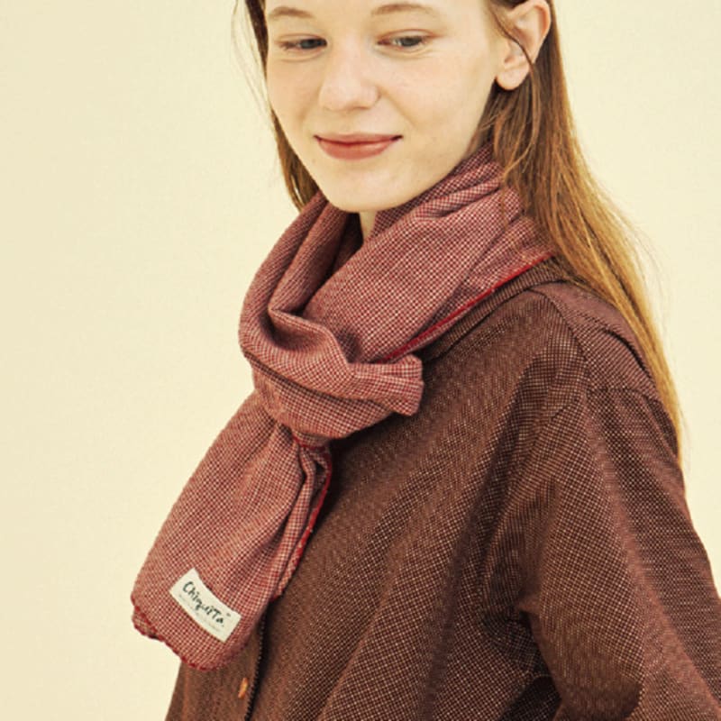 CHIQUITA Long Scarf (Checked Cotton) Burgundy 243701CBU