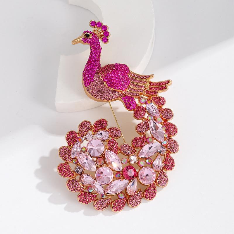 Wuli&baby Big Luxury Peacock Brooches For Women Lady 3-color Sparkling Bird Animal Party Office Brooch Pins Gifts