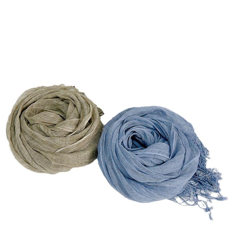 Japanese Retro Solid Color Linen Scarf Mori Girl Literary And Versatile Breathable Shawl Neck Protection Shawl Silk Scarf Sun Protection
