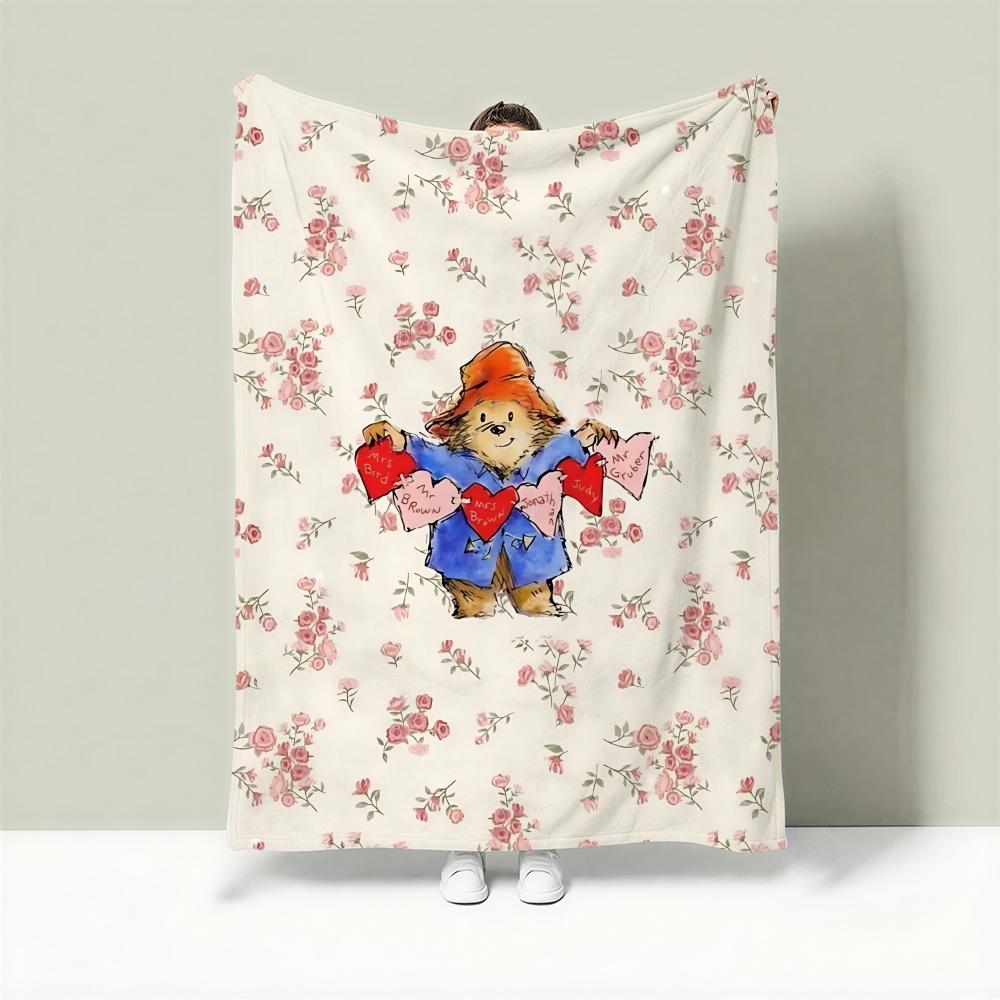 Cartoon P-Paddington Throw Lightweight 240g Flannel Blanket Soft Skin-friendly for Summer Cooling 75cmx90cm