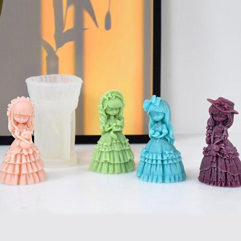 Silicone Candle Moulds Girl Shaped Clay Moulds Crafts Moulds Baking Tools Non-stick Silicone Material for Kitchen Baking
