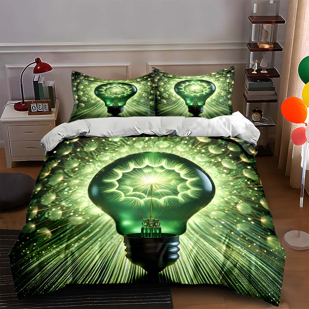 

Glowing lightbulb design. Bedding Duvet cover sets Duvet covers Pillowcases gifts (1 * Duvet Cover 2 * Pillowcases, without duvet insert) 135x200cm