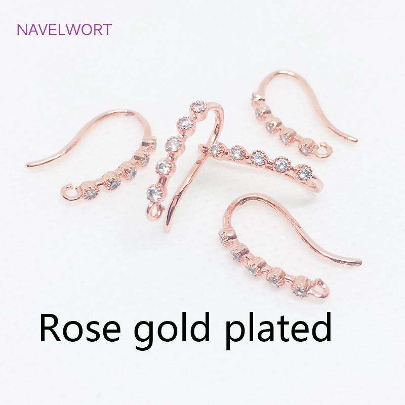 Multi Sizes 14K Gold Plated U Shape Earring Hooks Fittings Inlaid Zircon Ear Wire Hooks For DIY Jewelry Making Accessories Craft