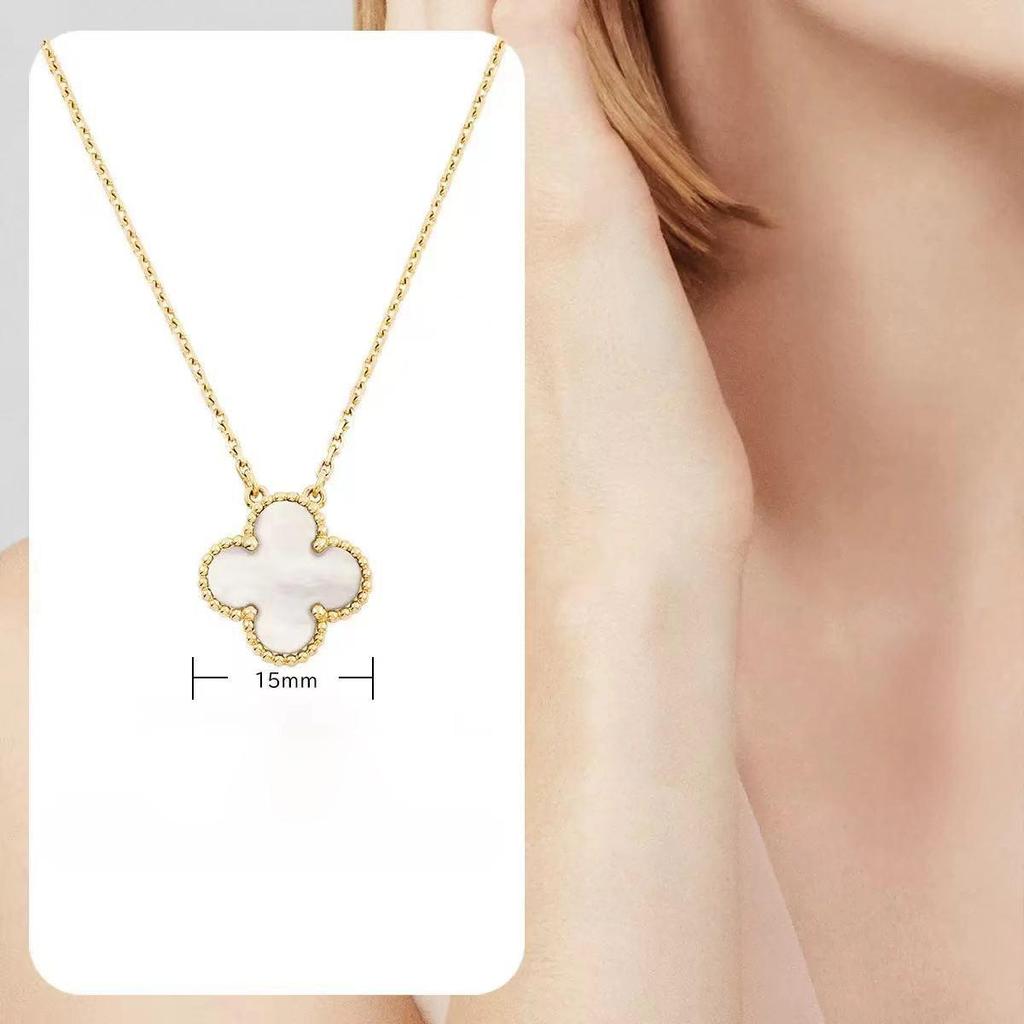 15Mm Net Red Four-Leaf Clover Necklace High-Grade Titanium Steel Does Not Lose Colour Ladies Necklace Simple Temperament Collarbone Chain