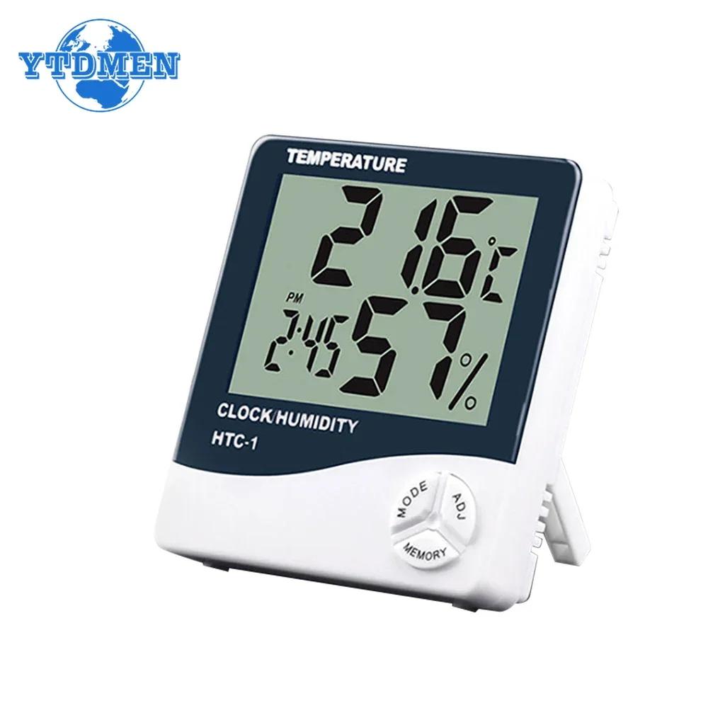 Digital Thermometer Hygrometer LCD Electronic Digital Temperature Humidity Meter Clock Alarm Home Indoor Outdoor Hygrometer