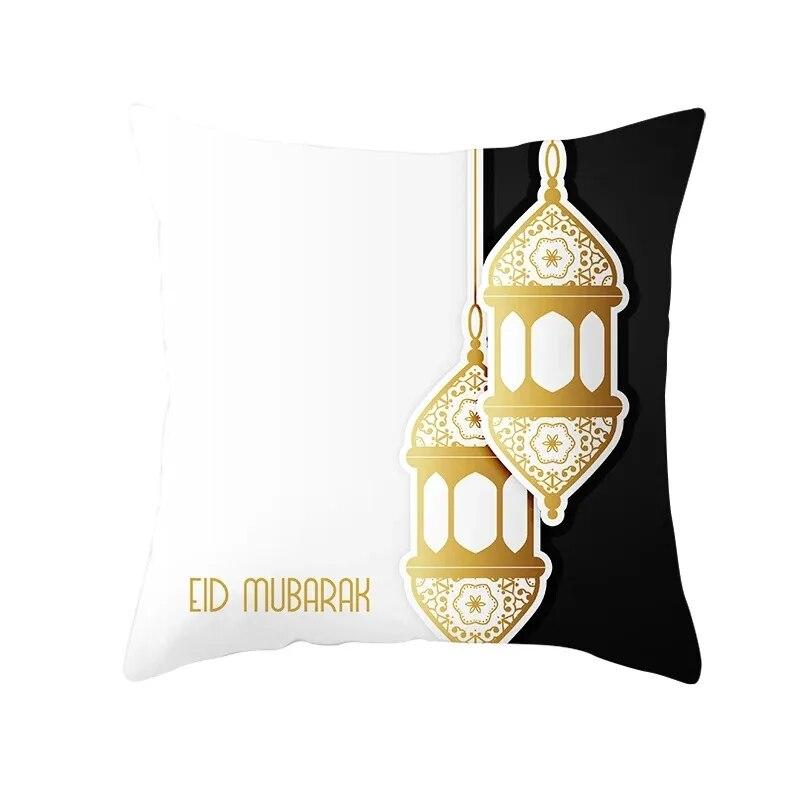 45x45cm Ramadan Decoration 2024 Home Mubarak Cushion Cover Cotton Eid Islamic Muslim Happy Eid Mosque Party Supplies