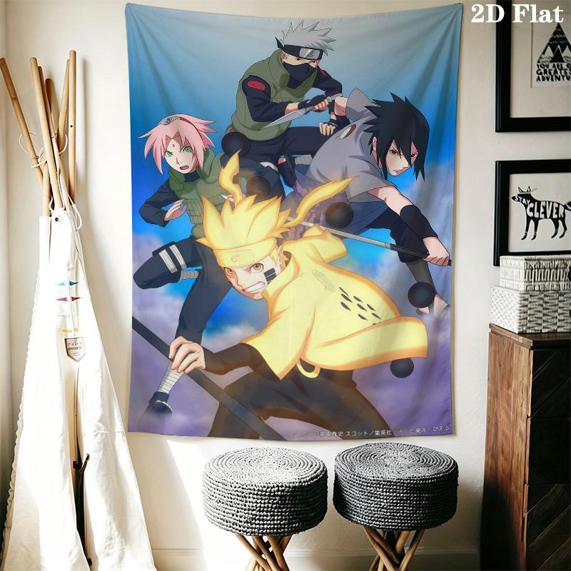 Naruto Team Battle Wall Tapestry Aesthetic Wall Hanging Printed Fabric Blanket Decorative Tapestries For Bedroom Living Room Home Decor