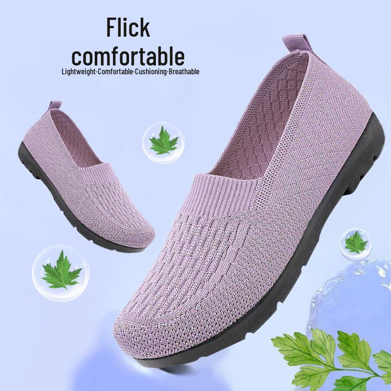 Women's Non-Slip Soft Sole Slip-On Beijing Cloth Shoes - Breathable Mesh, Casual Comfort